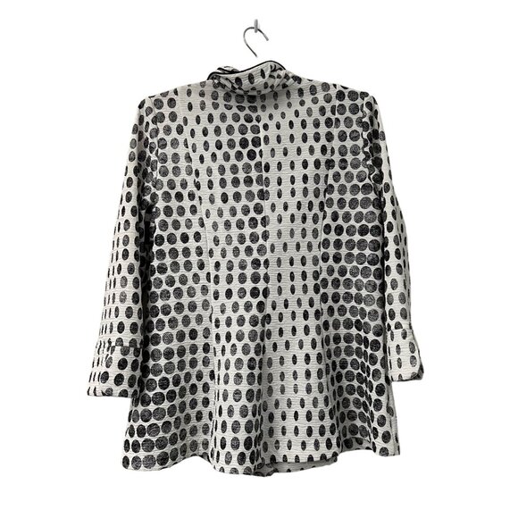 IC Connie K White Black Polka Dot Wired Collar Artsy Crinkle Jacket Size Medium - Picture 7 of 9